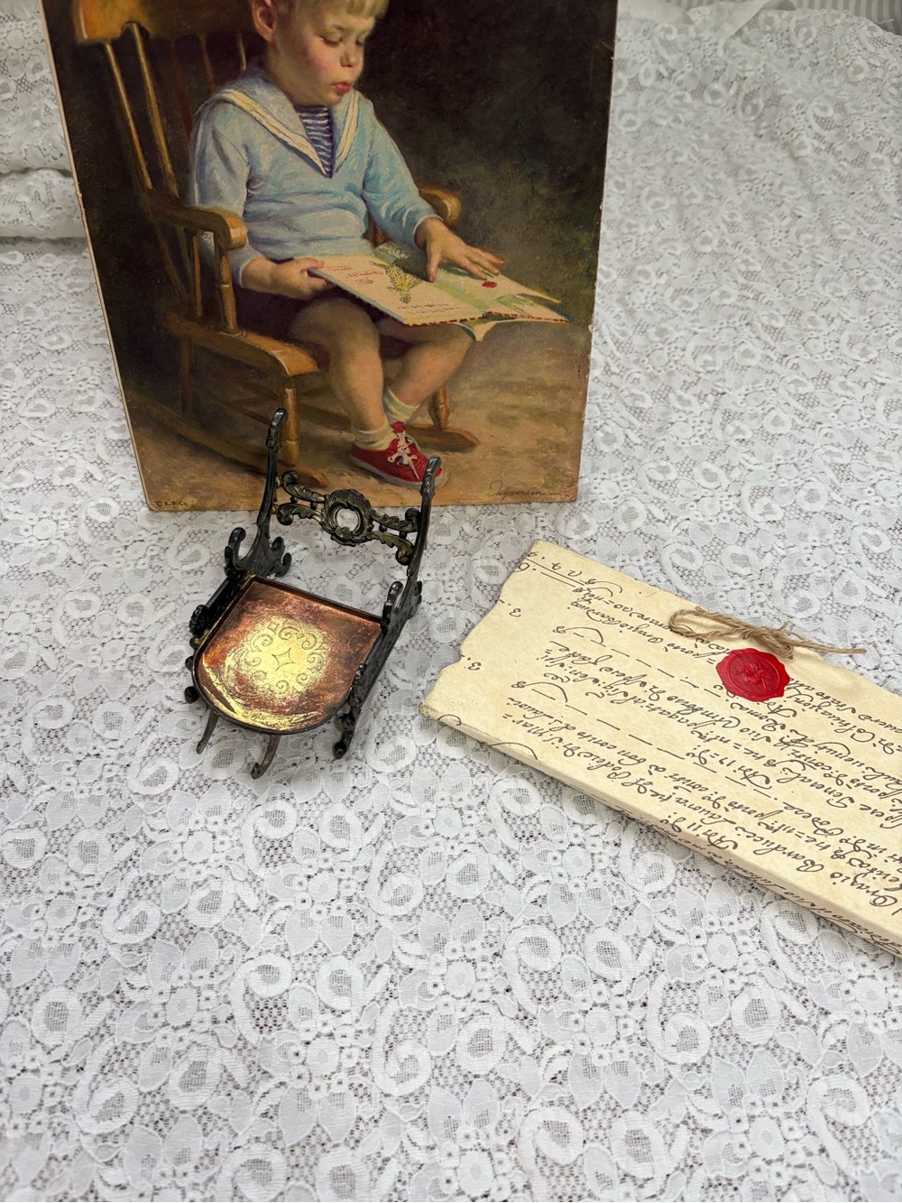 Source Unknown Black and Gold Miniature Chair Picture Frame Accent
